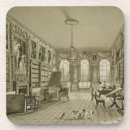 Library as Sitting Room, Cassiobury Park, c.1815, Bier Onderzetter (Voorkant)