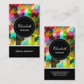 Library Assistant — kleurrijk mozaïekpatroon Visitekaartje (Voorkant / Achterkant)