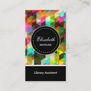 Library Assistant — kleurrijk mozaïekpatroon Visitekaartje