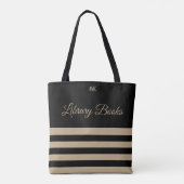 Library Black en Tan Stripe Monogram Tas (Achterkant)