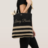 Library Black en Tan Stripe Monogram Tas (Dichtbij)