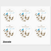 Library Blue Brown Bird Book Stickers (Vel)