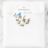 Library Blue Brown Bird Book Stickers (Tas)
