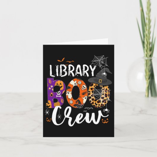 Library Boo Crew School Librarian Halloween Librar Kaart (Voorkant)