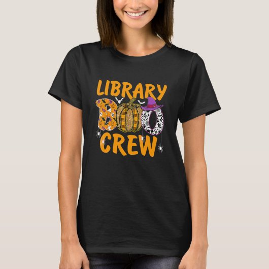 Library Boo Crew School Librarian Halloween Librar T-shirt (Voorkant)