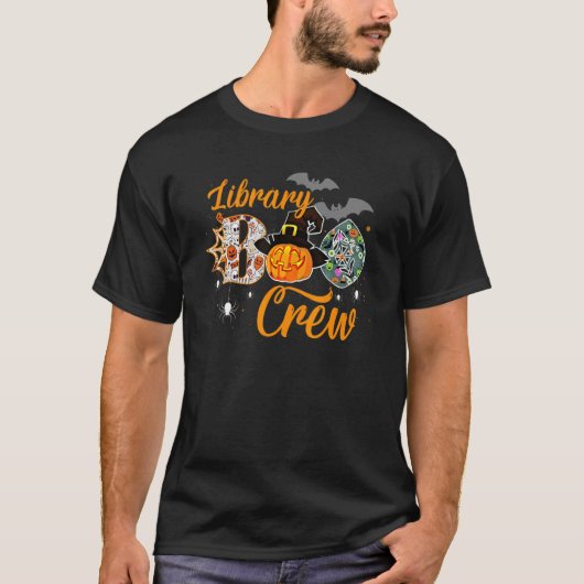 Library Boo Crew School Librarian Halloween Librar T-shirt (Voorkant)