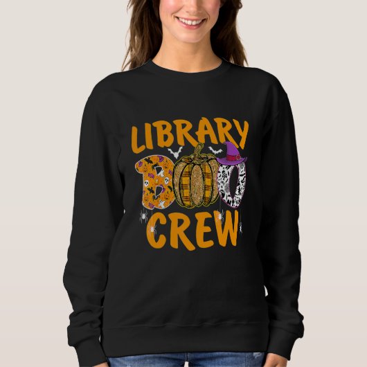 Library Boo Crew School Librarian Halloween Librar Trui (Voorkant)
