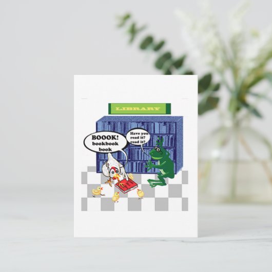 LIBRARY BOOK CHOOK JOKE BRIEFKAART (Staand voorkant)