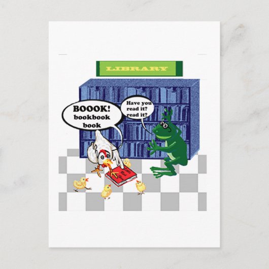 LIBRARY BOOK CHOOK JOKE BRIEFKAART (Voorkant)