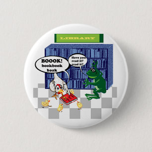 LIBRARY BOOK CHOOK JOKE RONDE BUTTON 5,7 CM