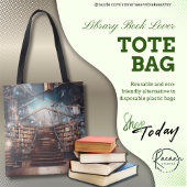 Library Book Lover Canvas tas