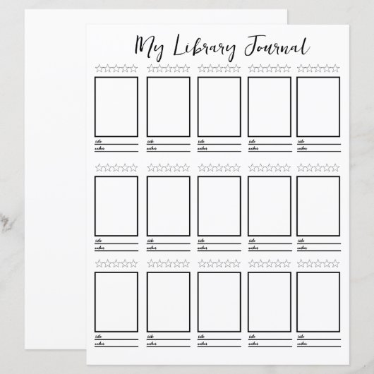 Library Book Review Journal Reading Notitieboek (Voorkant / Achterkant)