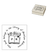 Library Book Simple Script Custom Name Initialen Rubberstempel (Gestempeld)