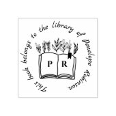 Library Book Simple Script Custom Name Initialen Rubberstempel (Afrduk)