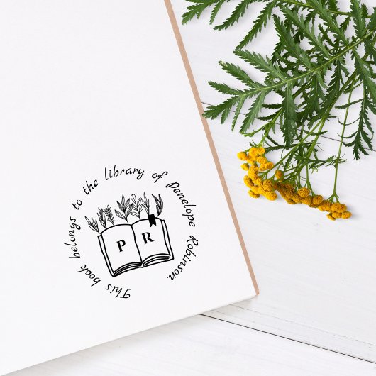Library Book Simple Script Custom Name Initialen Rubberstempel