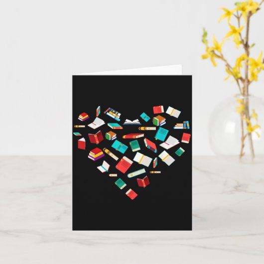 Library Books Heart Bookworm Valentines Day Gift R Kaart (Gele Bloem)