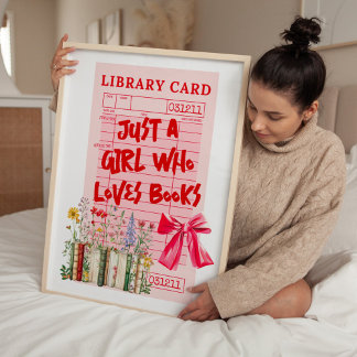 Library Card Hot Girls Read Books Foto Afdruk