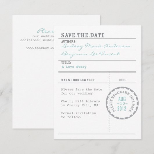 Library Card Save the Date (Voorkant / Achterkant)