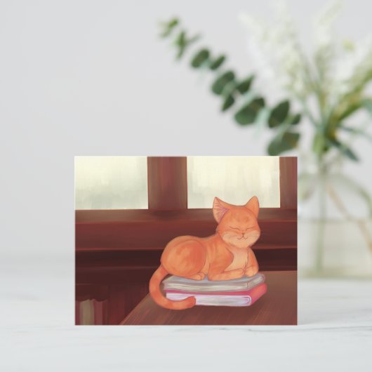 Library Cat Briefkaart (Staand voorkant)