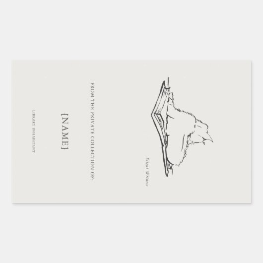 Library Cat- Ex Libris Bookplate Sticker (Voorkant)