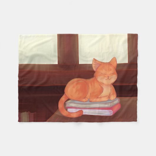 Library Cat Fleece Deken (Voorkant (Horizontaal))