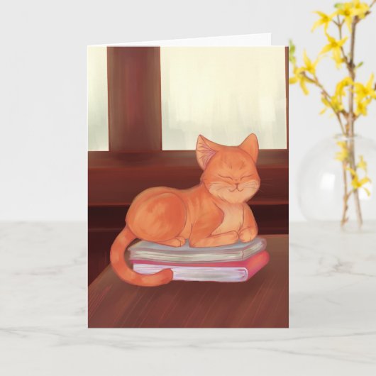 Library Cat Kaart (Gele Bloem)