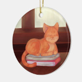 Library Cat Keramisch Ornament (Links)