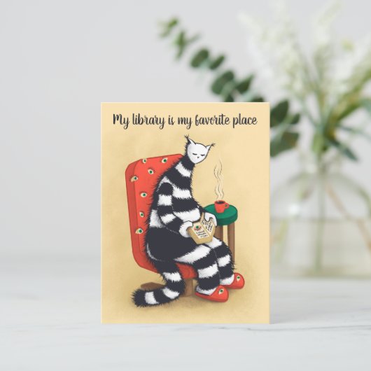 Library Cat Lover Libarian Briefkaart (Staand voorkant)