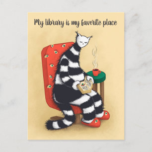 Library Cat Lover Libarian Briefkaart