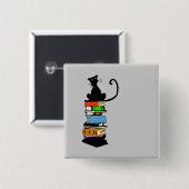 Library Cat Vierkante Button 5,1 Cm (Voorkant /achterkant)