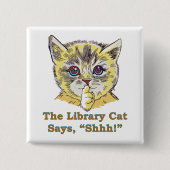Library Cat Vierkante Button 5,1 Cm (Voorkant)