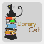 Library Cat Vierkante Sticker (Voorkant)