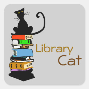 Library Cat Vierkante Sticker