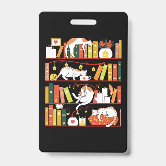 Library cats autumn colour version badge (Voorkant)