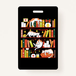 Library cats autumn colour version badge