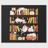 Library cats autumn colour version cadeaupapier (Vlak)