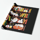 Library cats autumn colour version cadeaupapier (Uitgerold)