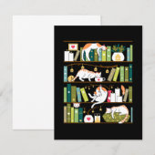Library cats - whimsical cats on the book shelves bedankkaart (Voorkant / Achterkant)