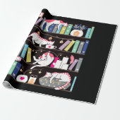Library cats winter colour version cadeaupapier (Uitgerold)