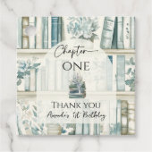 Library Chapter ONE Blue Boy Book 1st Birthday Bedankjes Labels (Voorkant)