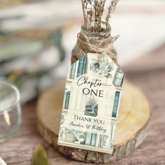 Library Chapter ONE Blue Boy Book 1st Birthday Cadeaulabel