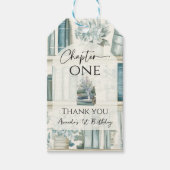 Library Chapter ONE Blue Boy Book 1st Birthday Cadeaulabel (Voorkant)