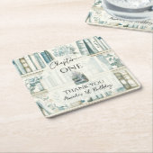 Library Chapter ONE Blue Boy Book 1st Birthday Kartonnen Onderzetters (Schuin)