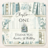 Library Chapter ONE Blue Boy Book 1st Birthday Kartonnen Onderzetters (Voorkant)