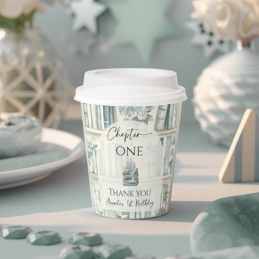 Library Chapter ONE Blue Boy Book 1st Birthday Papieren Bekers