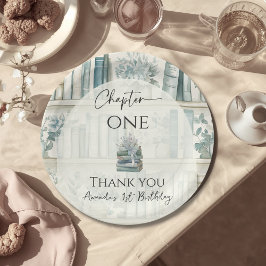 Library Chapter ONE Blue Boy Book 1st Birthday Papieren Bordje