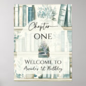 Library Chapter ONE Blue Boy Book 1st Birthday Poster (Voorkant)