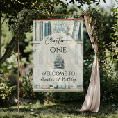 Library Chapter ONE Blue Boy Book 1st Birthday Poster