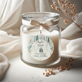 Library Chapter ONE Blue Boy Book 1st Birthday Ronde Sticker