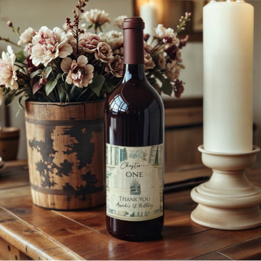 Library Chapter ONE Blue Boy Book 1st Birthday Wijn Etiket